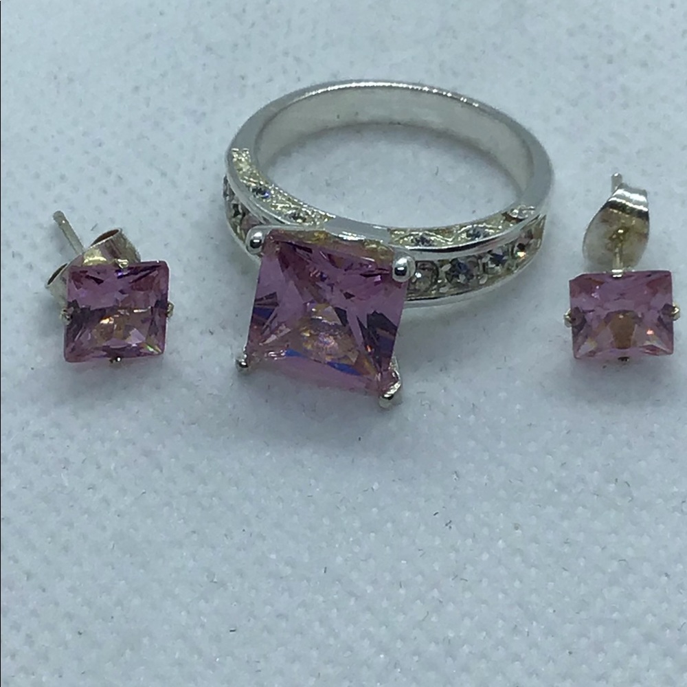 Pink Statement ring and earrings